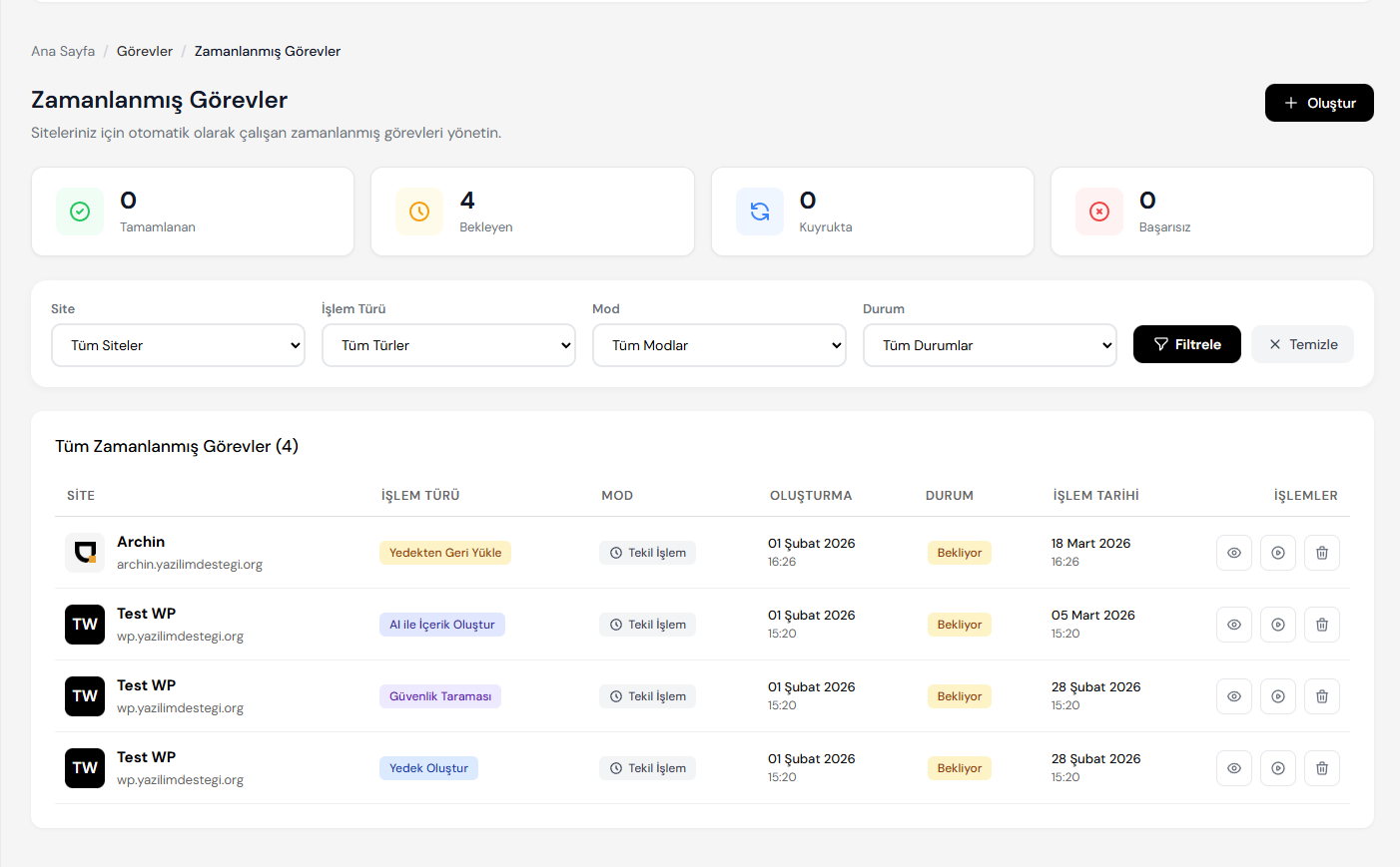 Zamanlanmış Görevler
